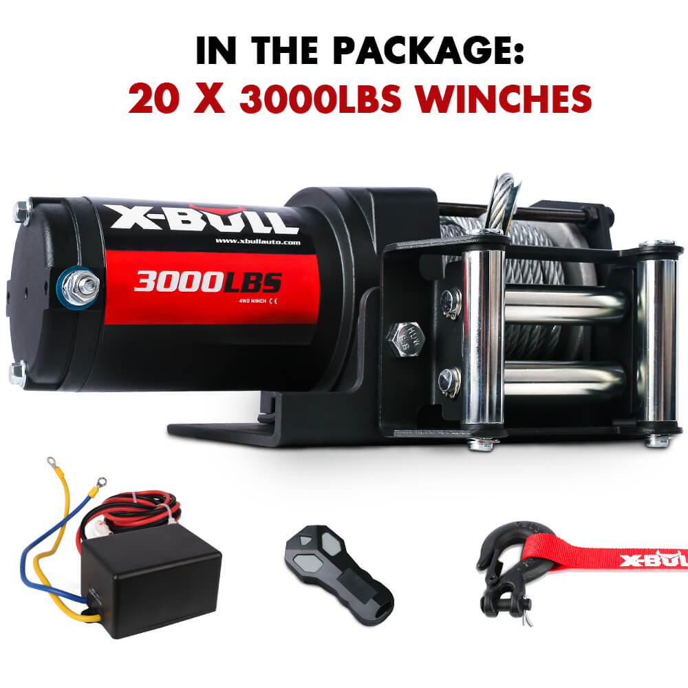 X-BULL 12V Electric Winch 3000lbs ATV Winch Wireless Remote Steel Cable UTV 4WD X-BULL 12V Electric Winch 3000lbs ATV Winch Wireless Remote Steel Cable UTV 4WD